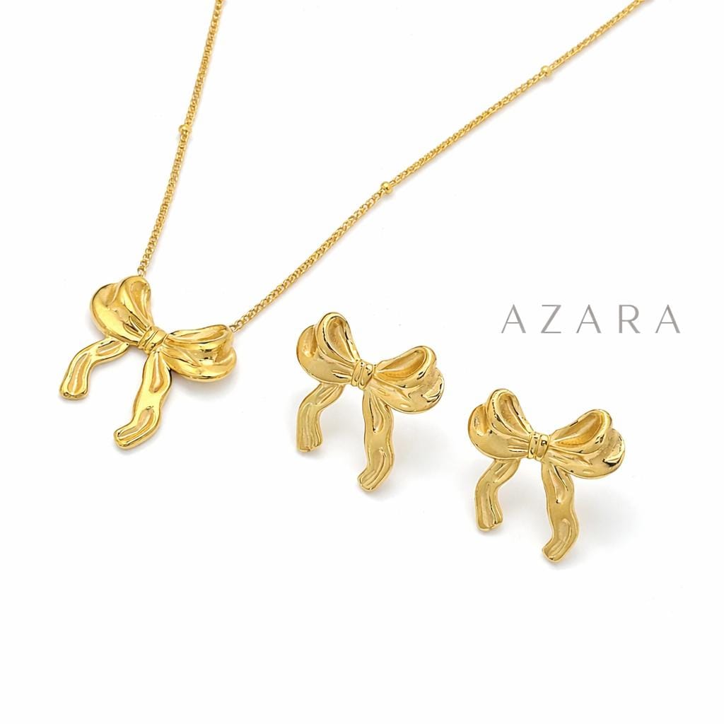 Beautiful Bow Studs and Necklace Set