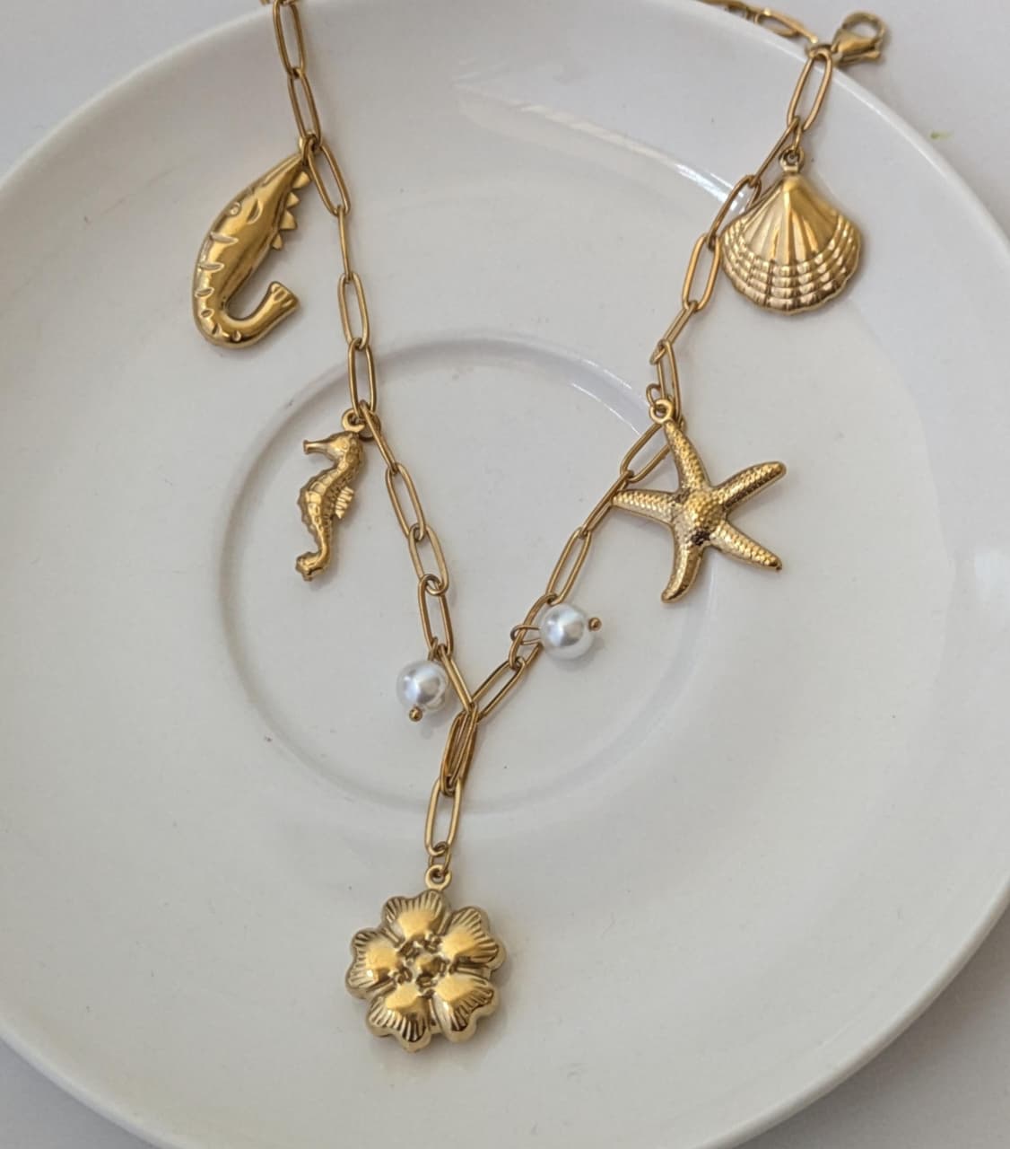 Gold Plated Stainless Steel Charms Necklace