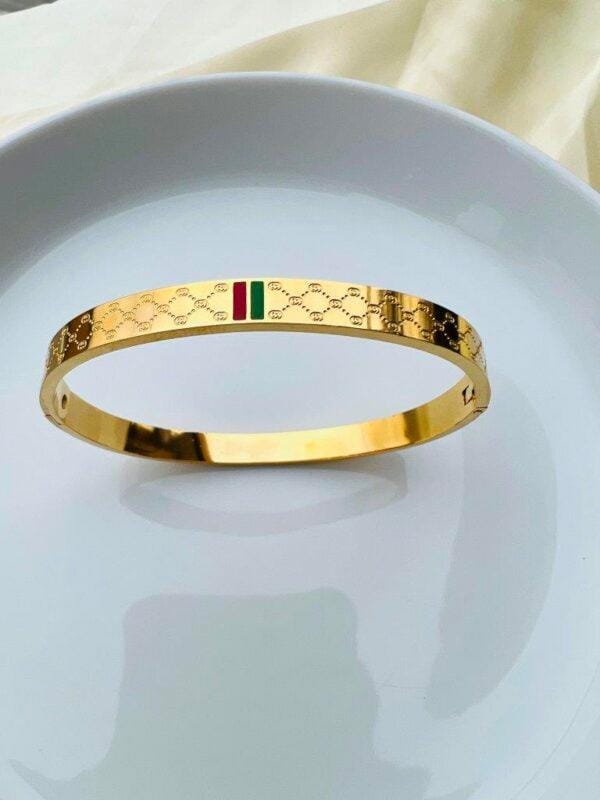 Stainless Steel Gucci-Inspired Handcuff & Ring Combo Set