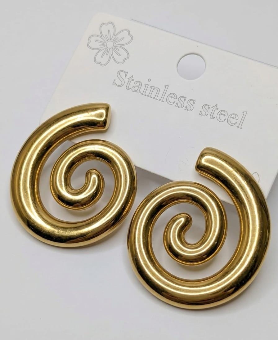 Gold Plated Stainless Steel Spiral Stud Earrings