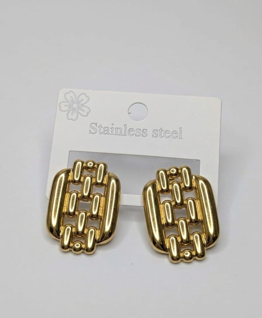 Stainless Steel Gold Plated Hammered Dome Hoops
