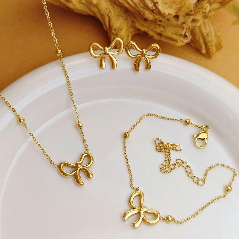 Premium Quality Stainless Steel Bow Jewelry Set