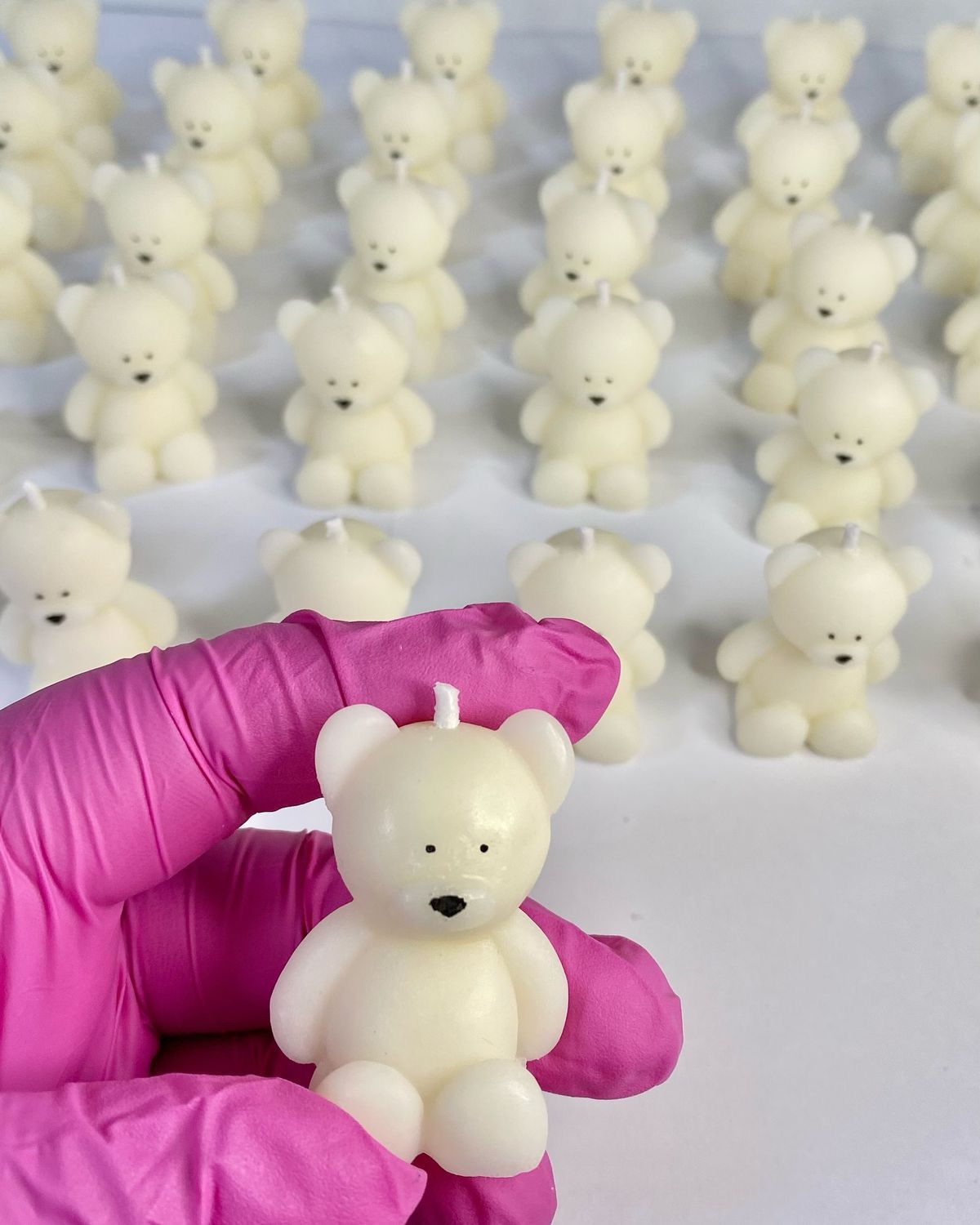 Handmade Teddy Bear Candle – Minimal Aesthetic Gift (all colors available) customize order available