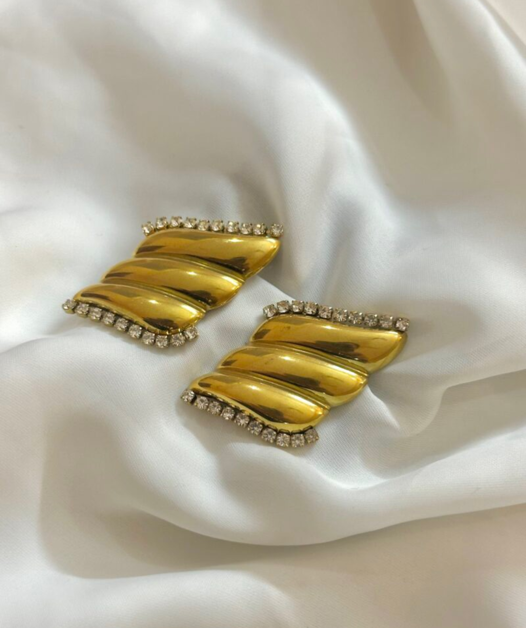 Stainless steel gold fan earrings