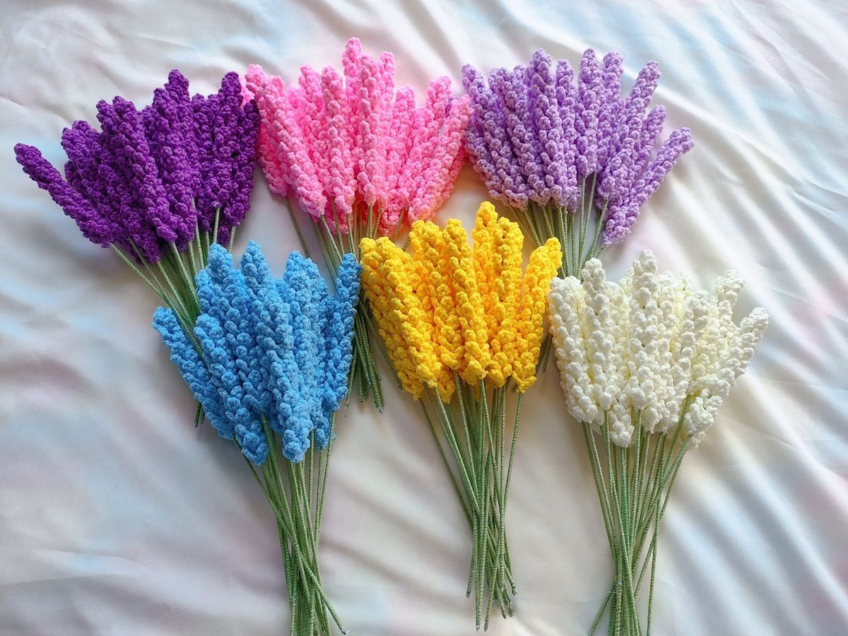 Handmade Crochet Flower Stem - Long Lasting Knitted Flora (Sold Individually - Each)all colors available(customized order available )