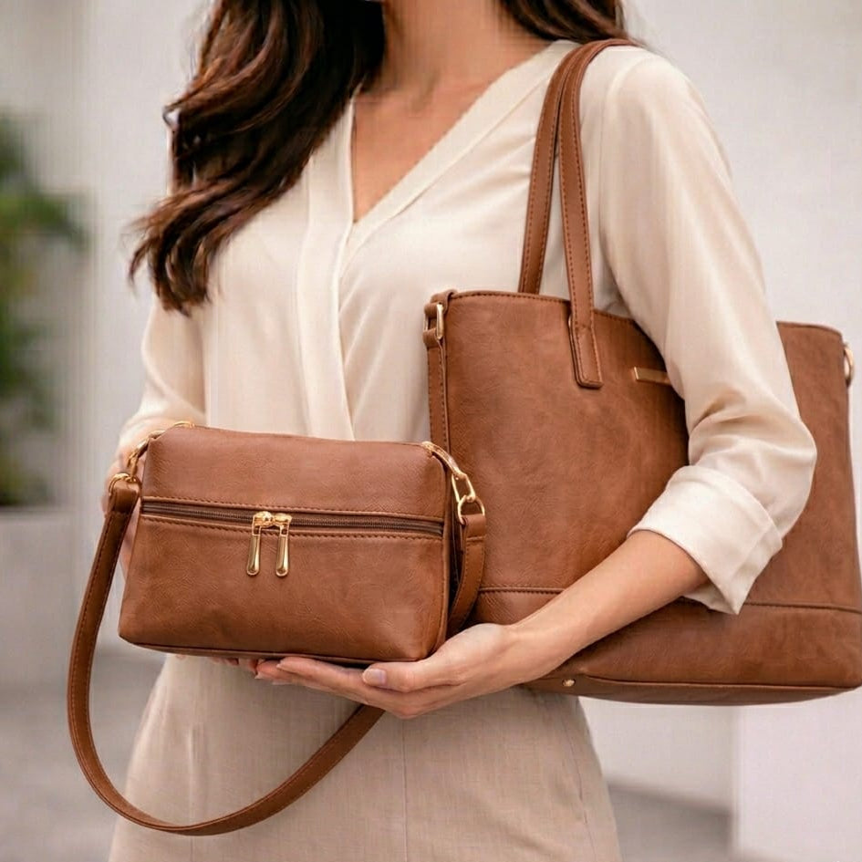 Signature 2-Piece Textured Tote & Crossbody Bag Set
