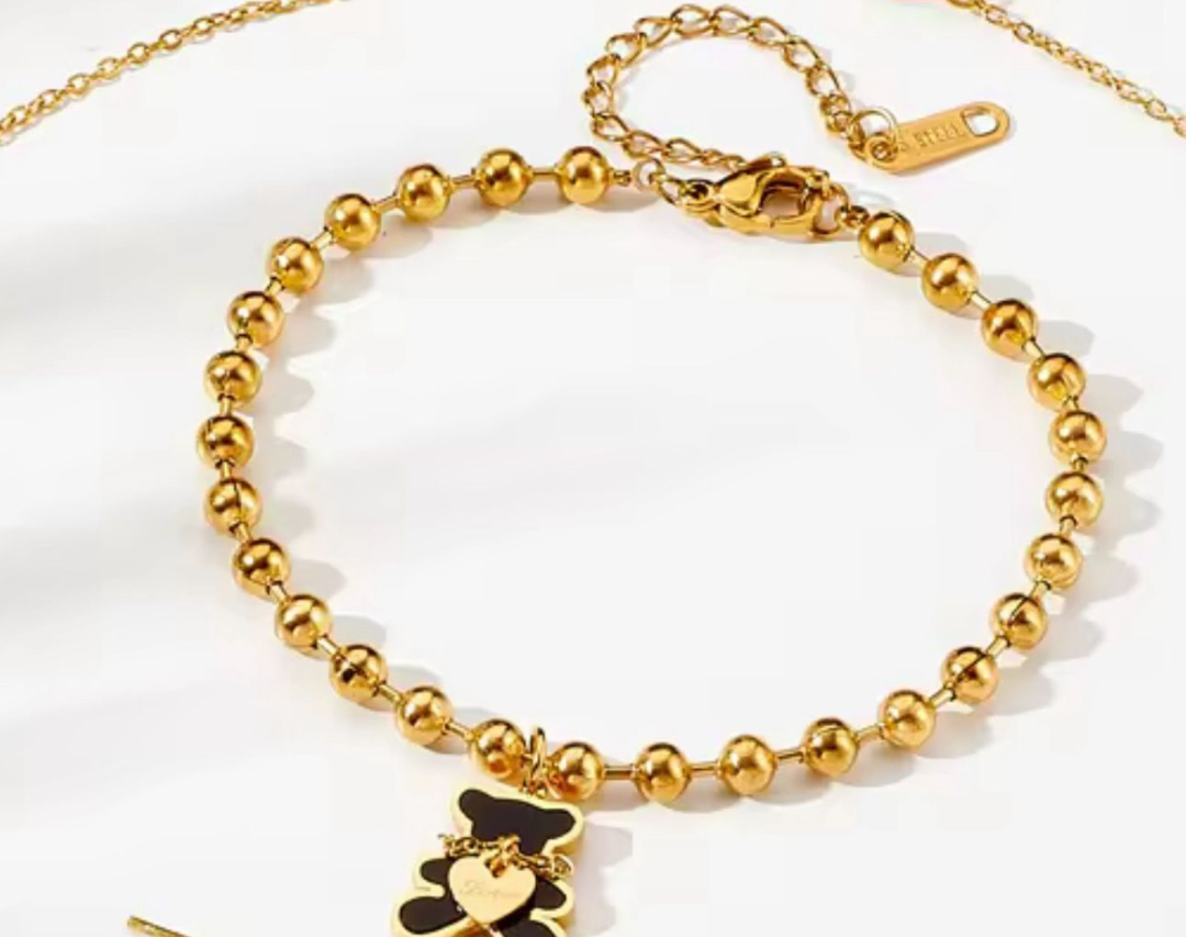 Premium quality stainless steel bear bracelet