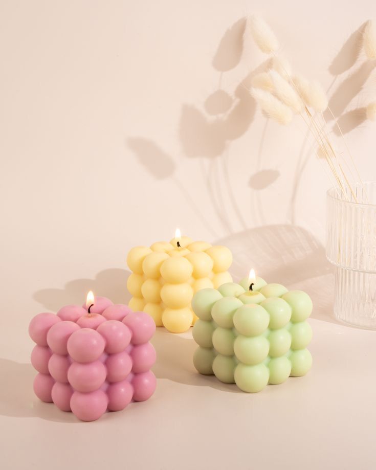 Mini Bubble Cube Scented Candle – Cute Aesthetic Décor (All colors available) customized order available