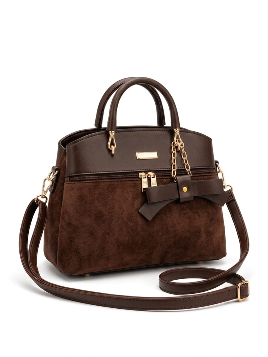 Premium Faux Leather Top-Handle Satchel Bag for Women