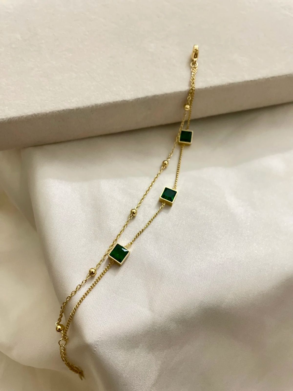 Green Accent stainless steel link bracelet