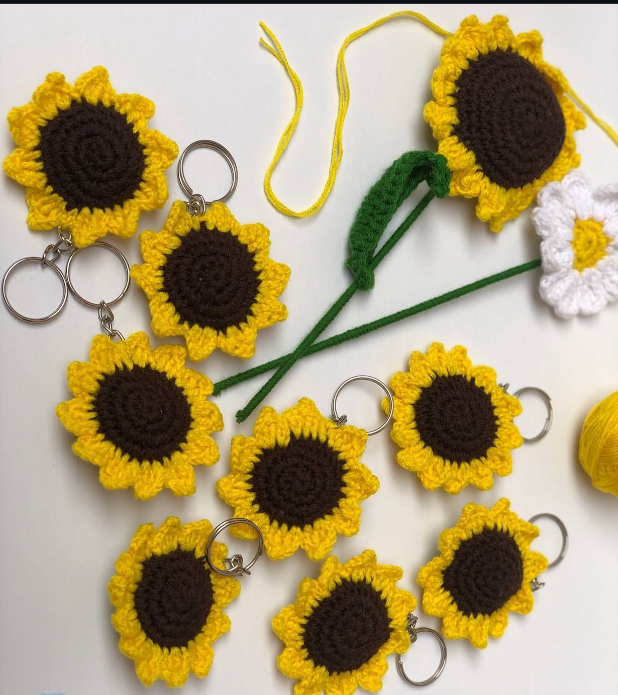 Handmade sunflower crochet keychains-Everlasting Floral Accessory(customized order available)