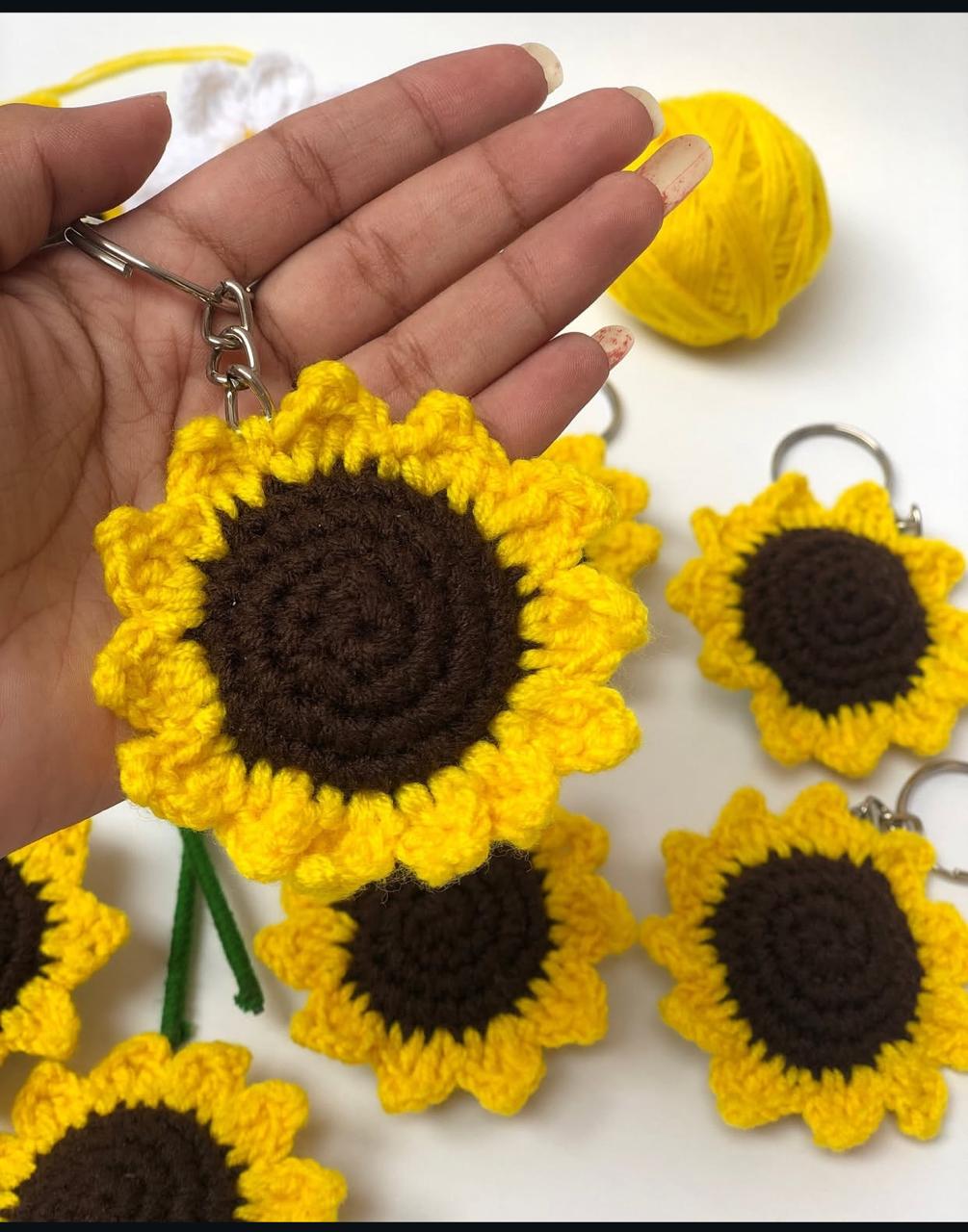 Handmade sunflower crochet keychains-Everlasting Floral Accessory(customized order available)