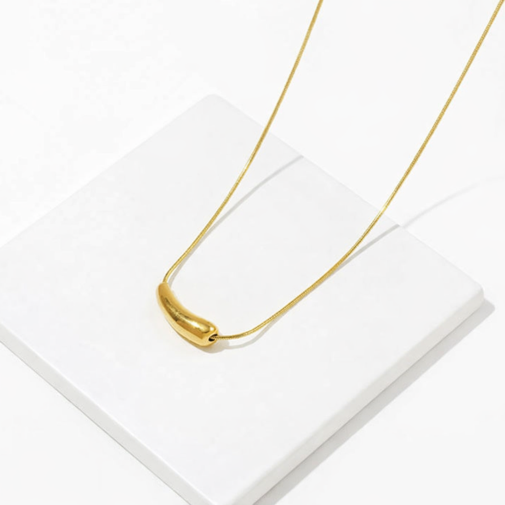 Minimal Curve Gold Stainless Steel Necklace