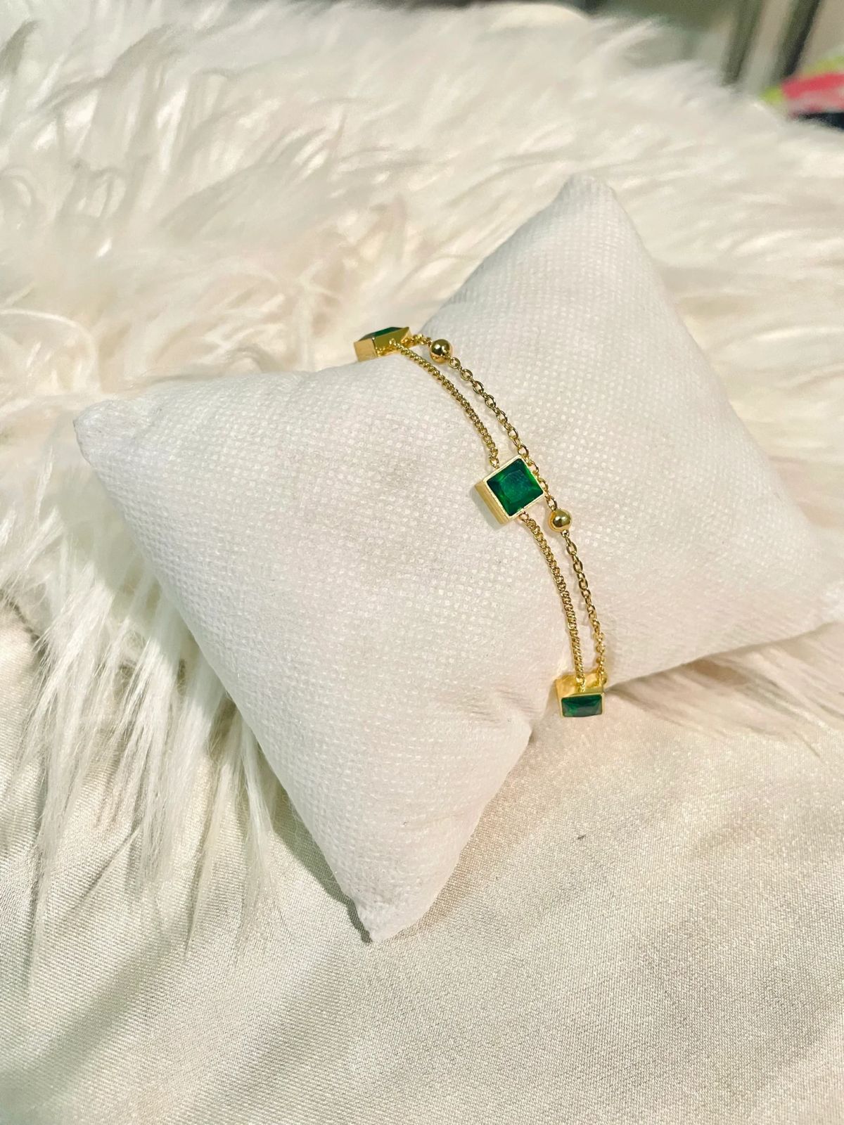 Green Accent stainless steel link bracelet