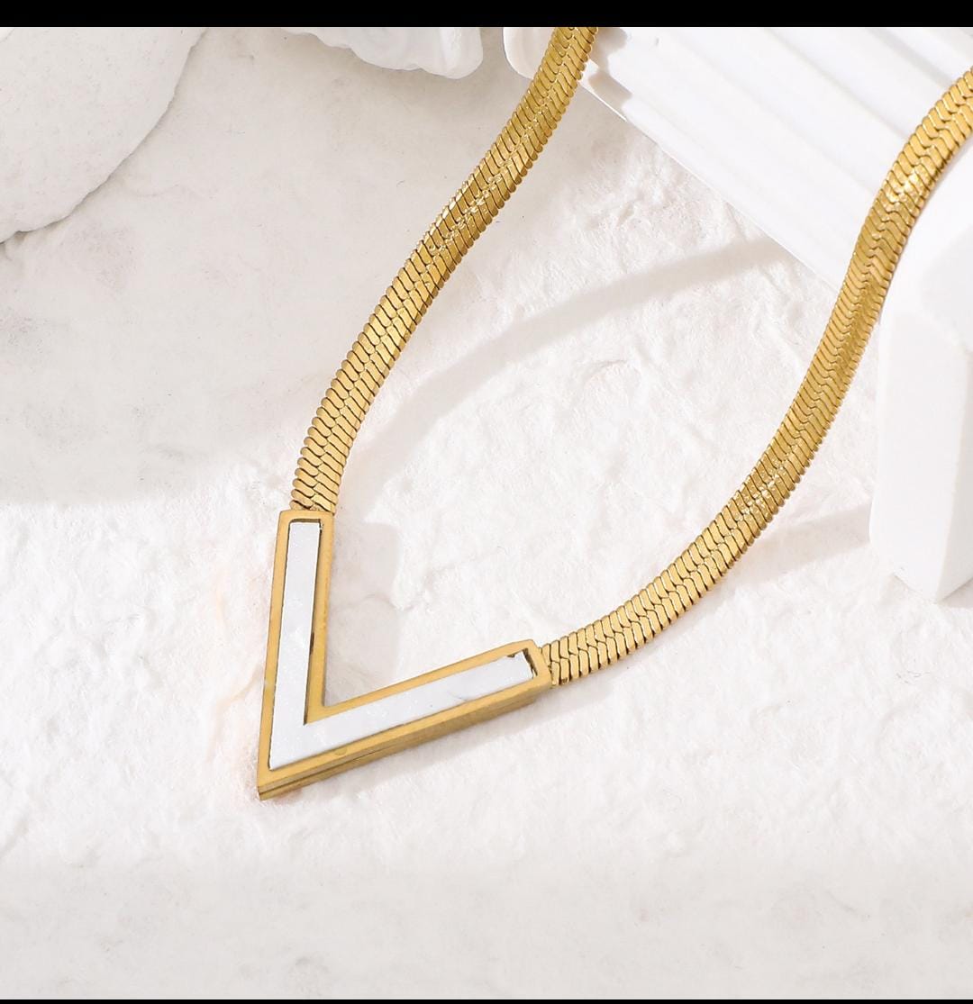 Premium quality stainless steel V shaped Necklace