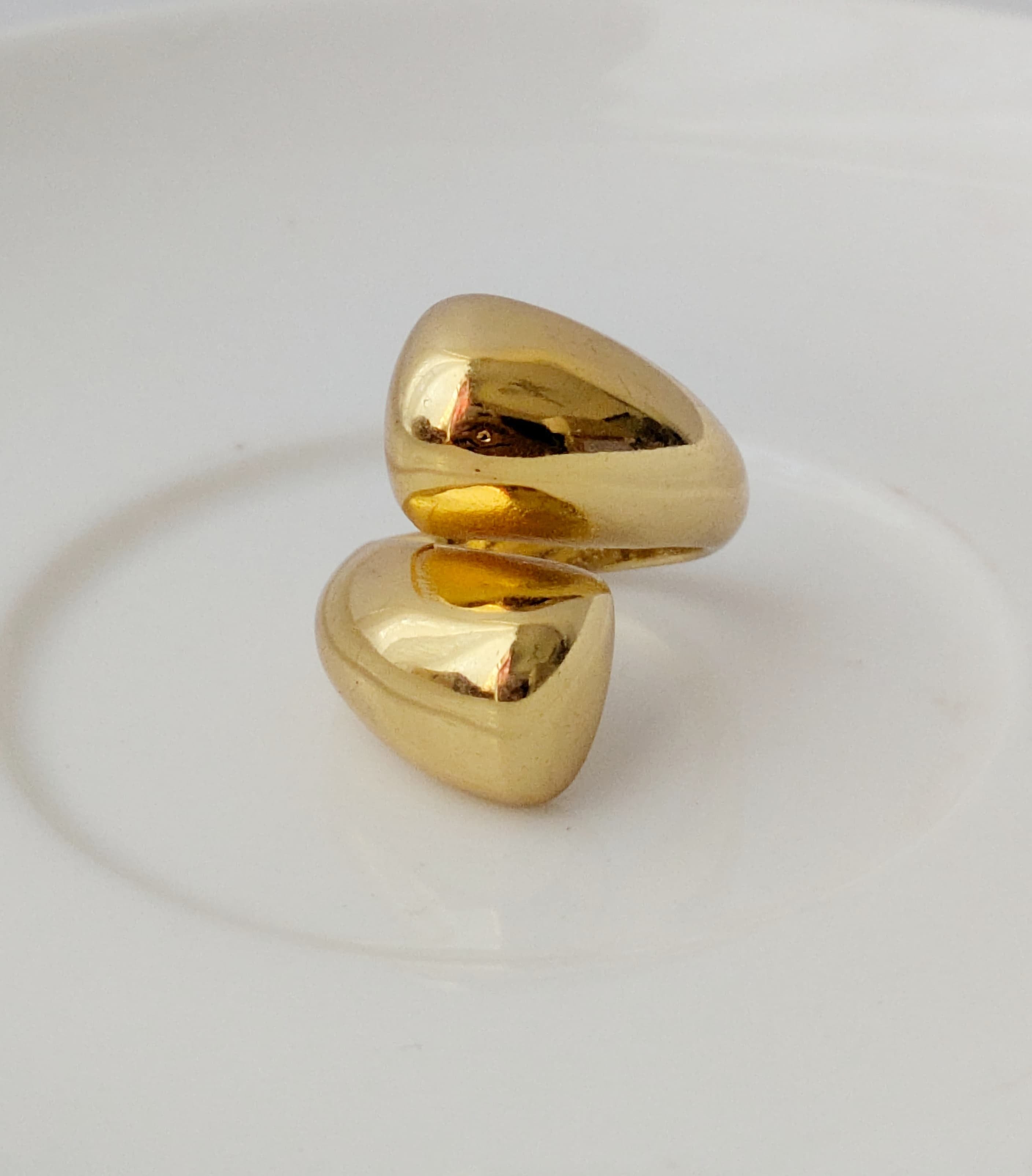 Chunky gold tone statement stainless steel ring