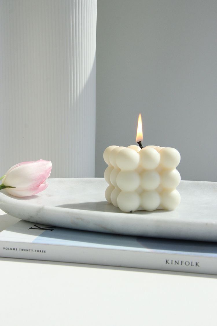 Mini Bubble Cube Scented Candle – Cute Aesthetic Décor (All colors available) customized order available